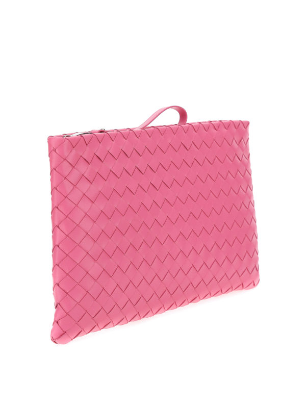 large woven leather pouch