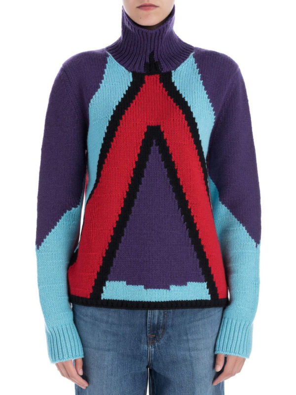 Colour block intarsia cashmere sweater 