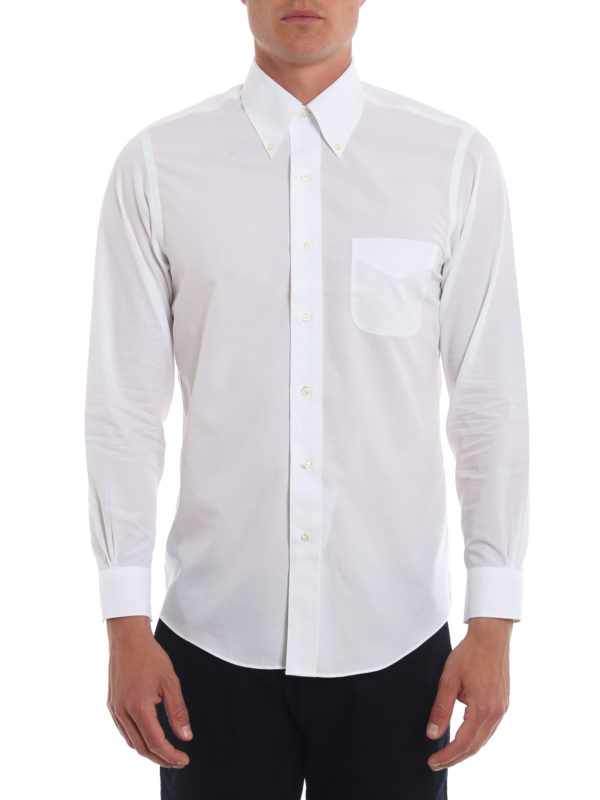 Button down collar poplin cotton shirt 