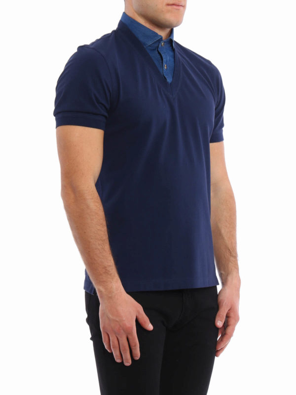 پولو Brunello Cucinelli - Denim collar 