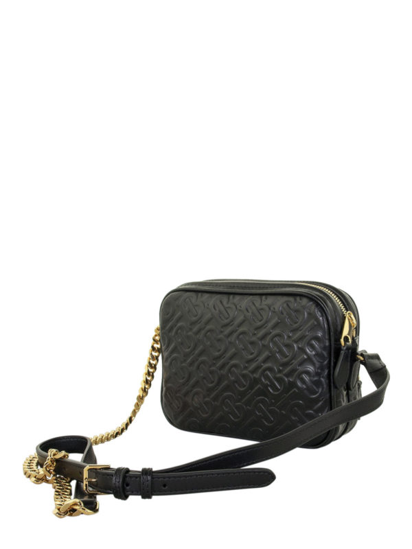 burberry black monogram leather crossbody bag