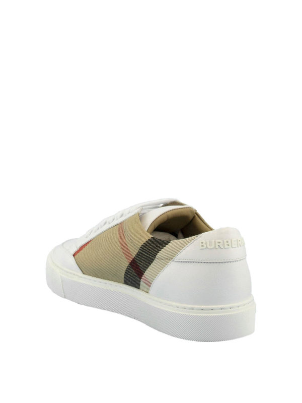burberry salmond leather and cotton sneakers
