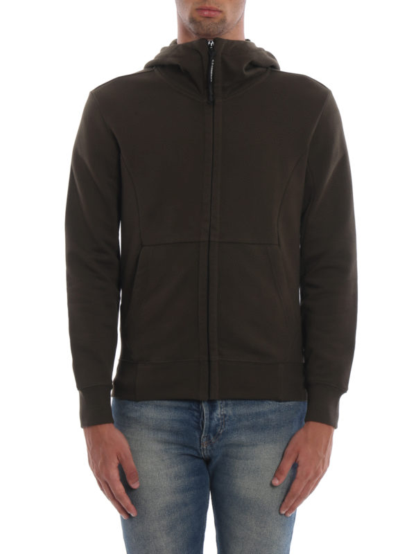 cp company diagonal fleece goggle zip hoodie