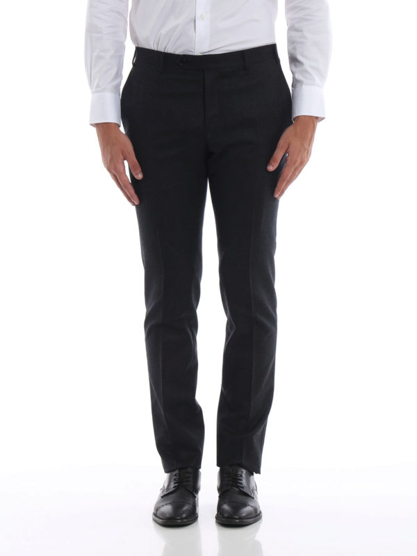 Tailored & Formal trousers Canali - Charcoal grey flannel trousers ...