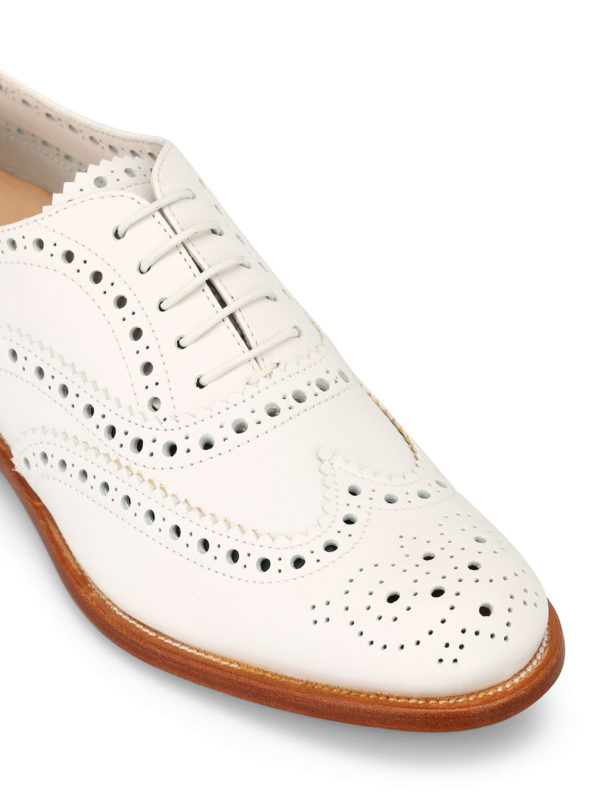 White smooth leather brogues 