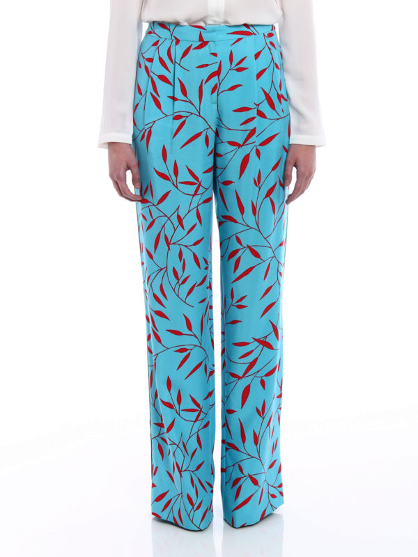 Printed silk wide leg trousers 