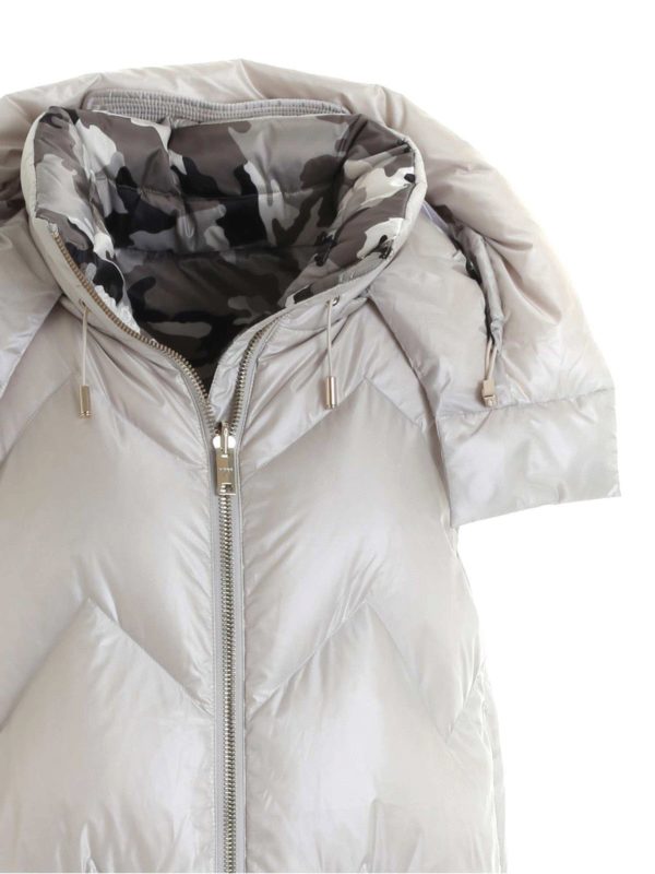 beige sleeveless puffer jacket