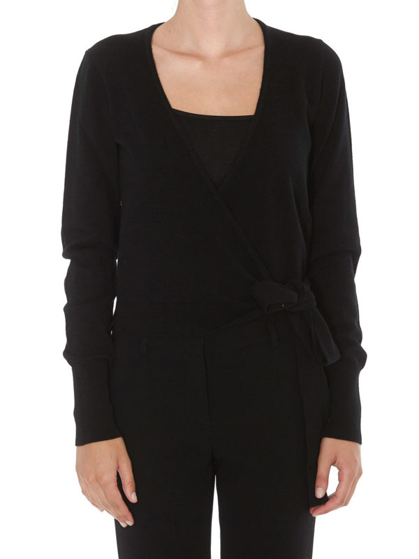 Black wrap cashmere cardigan 