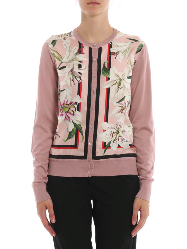 Lilium print silk cardigan 