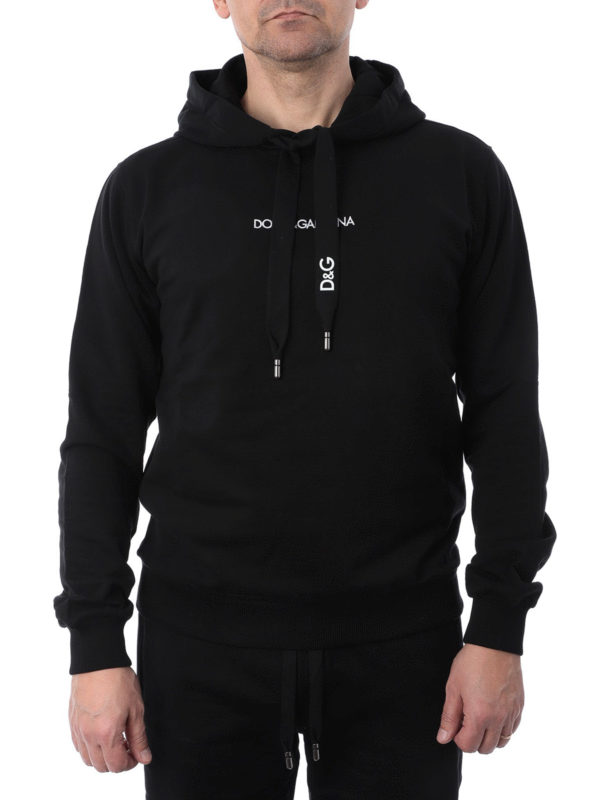 dolce and gabbana embroidered logo hooded sweatshirt