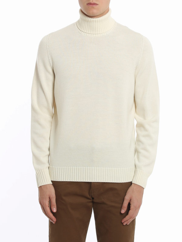 white wool polo neck jumper