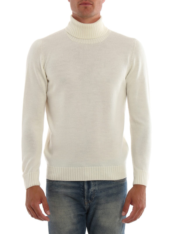 white wool polo neck jumper