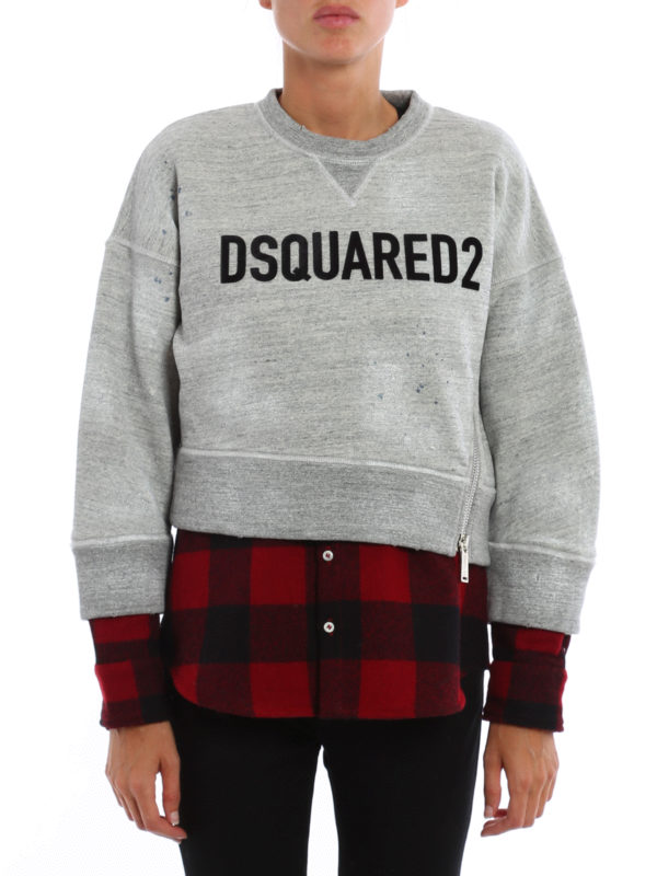 Wool shirt detail cotton sweatshirt 