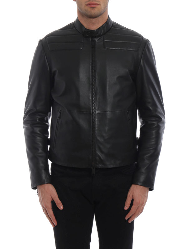 padded shoulder leather jacket