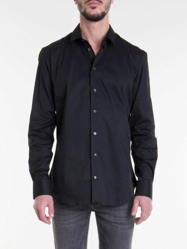 armani black slim fit shirt