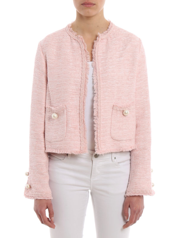 pink boucle blazer