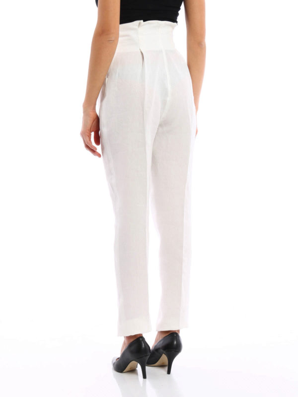 Tailored high waist linen trousers 