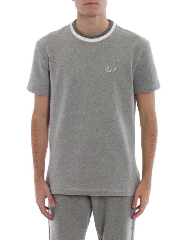 Cotton fleece short sleeve grey T-shirt 