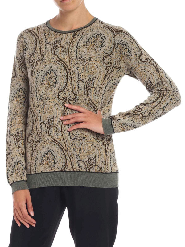 Paisley motif wool sweater 