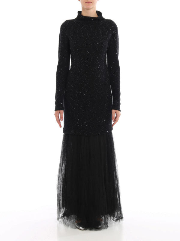 iKRIX FABIANA FILIPPI: maxi dresses - Removable tulle skirt wool dress