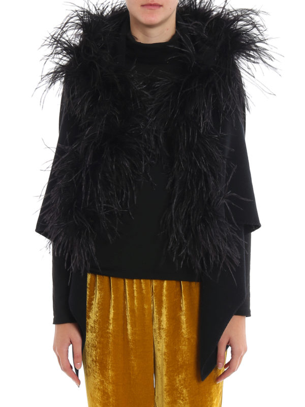 iKRIX FABIANA FILIPPI: vests - Ostrich feather trimmed wool blend vest