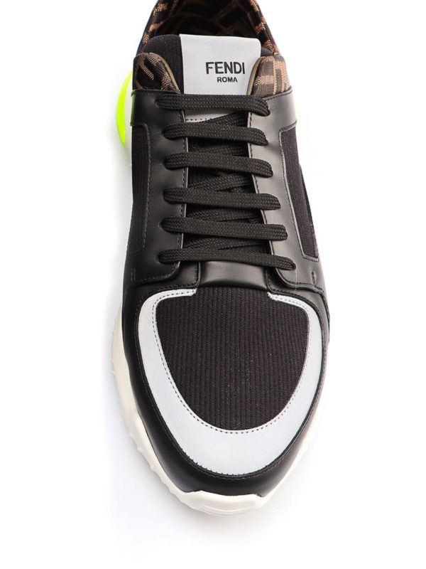 fendi logo print leather trainers