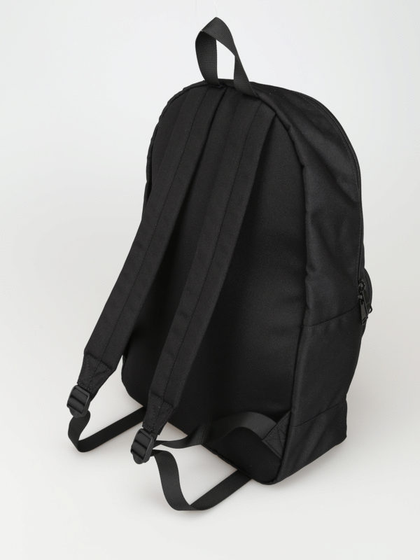 Black logo embroidery nylon backpack 