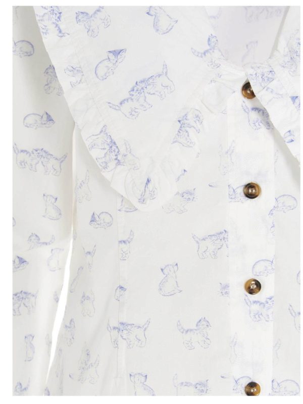 Shirts Ganni - Kittens wide V neck 