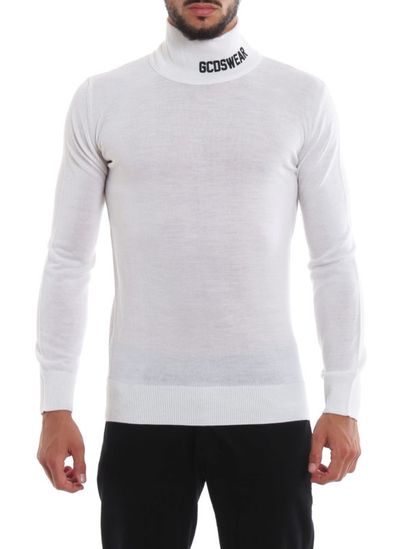 for Men Gcds Wool Turtleneck in Ivory Mens Clothing Sweaters and knitwear Turtlenecks White 