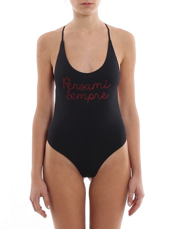 iKRIX GIADA BENINCASA: one-piece - Pensami Sempre embroidered black swimsuit