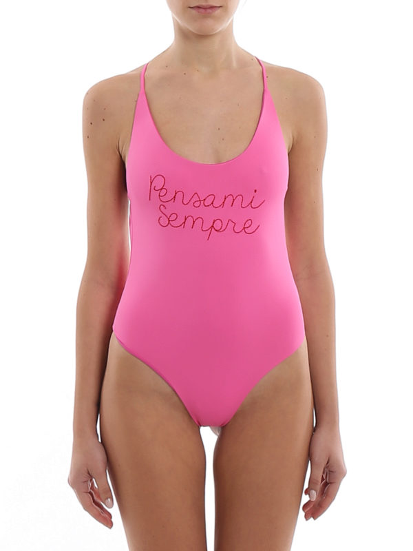 iKRIX GIADA BENINCASA: one-piece - Pensami Sempre embroidered fuchsia swimsuit