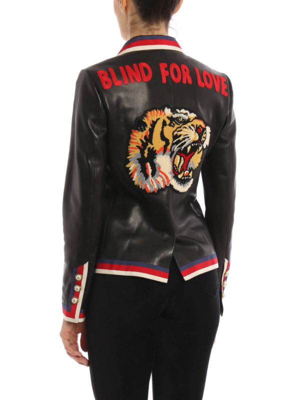 gucci leather blazer