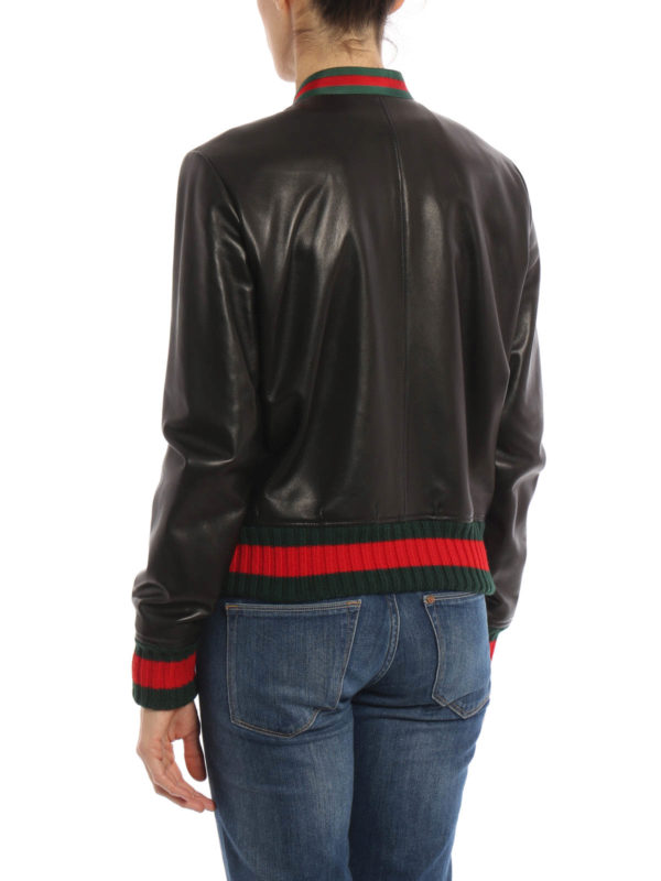 gucci leather bomber