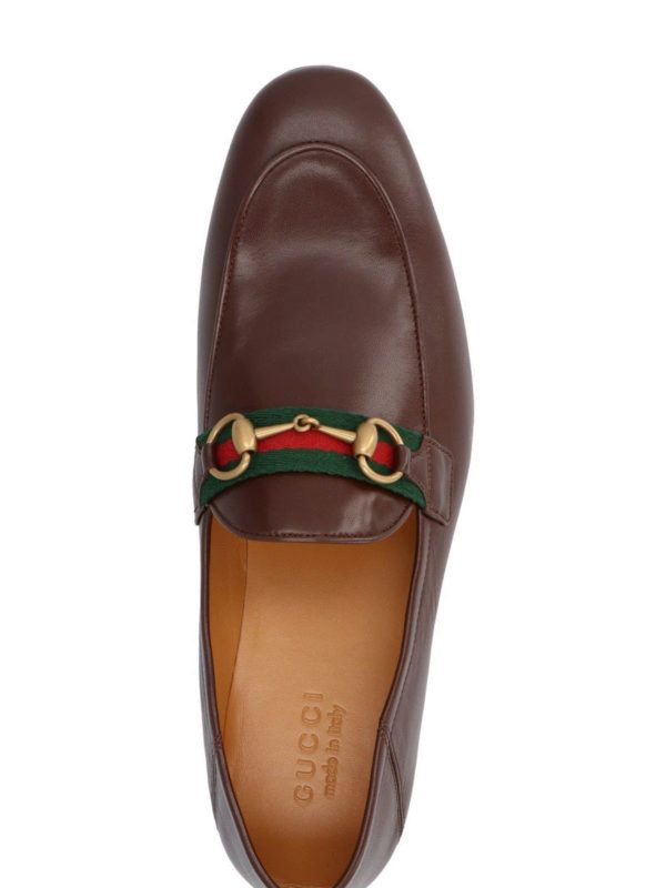 gucci brown web brixton loafers