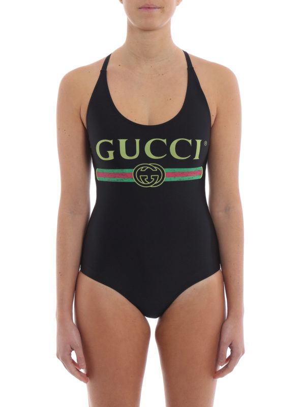 One-piece Gucci - Black logo nylon one-piece swimsuit - 501899XJANM1082