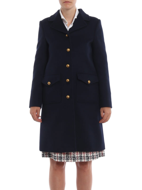 Dark blue wool cloth A-line coat 