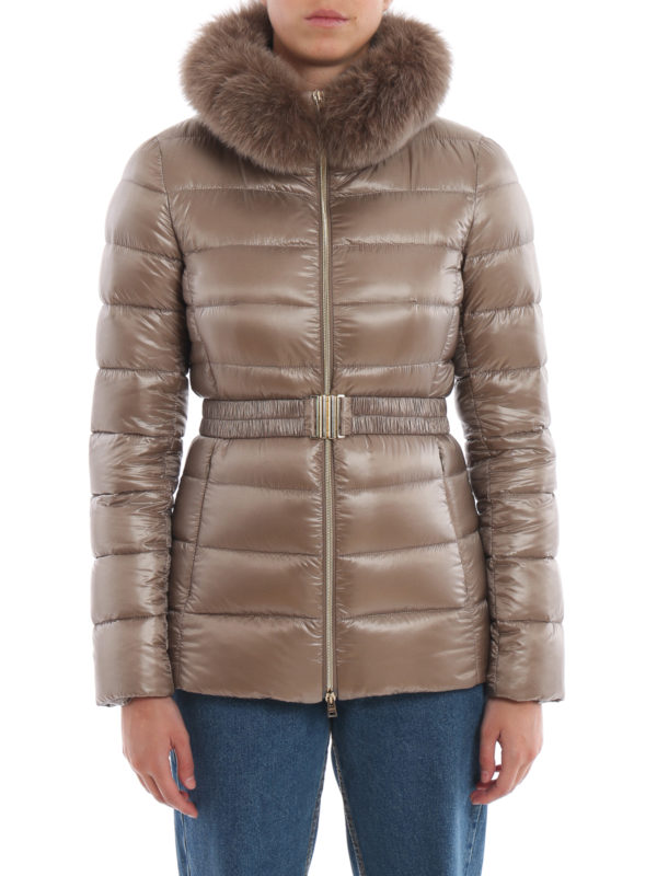 Padded jackets Herno - Claudia belted beige puffer jacket ...
