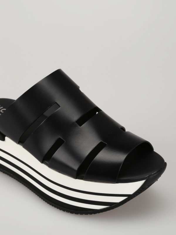 white platform slide sandals