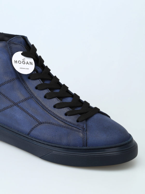 navy leather high tops