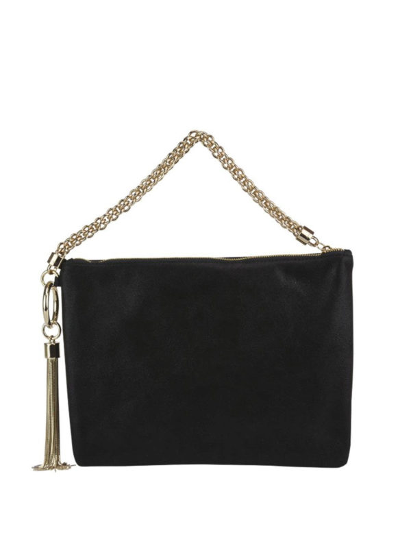 Clutches Jimmy Choo - Callie black shimmer suede clutch - CALLIESHSBLACK