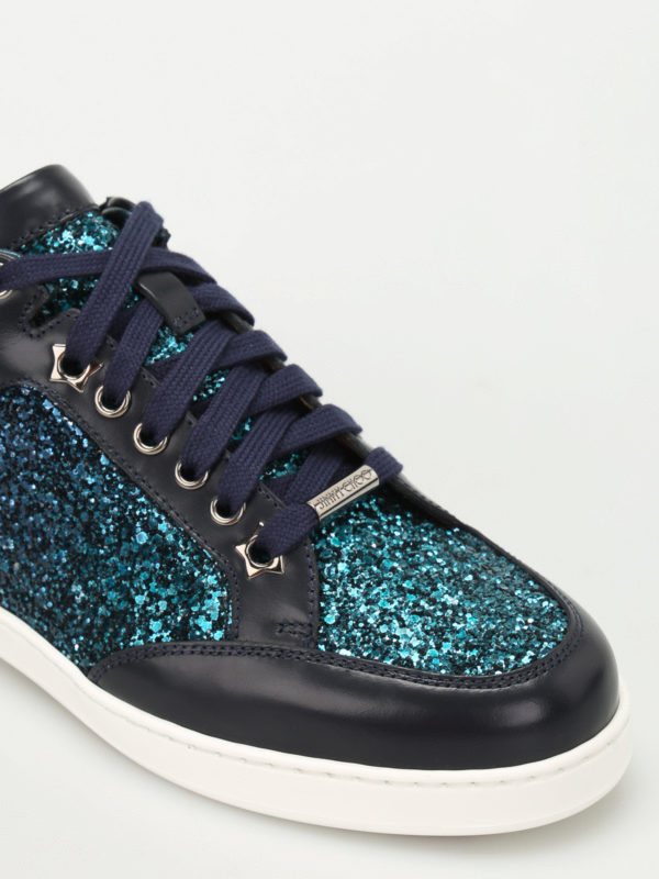 Trainers Jimmy Choo Miami leather and glitter sneakers