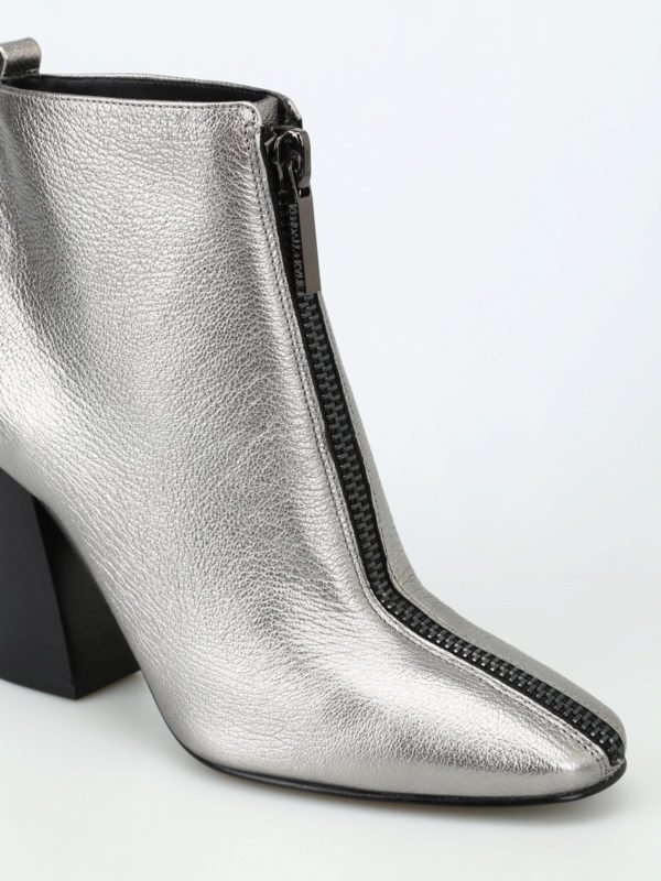 silver leather booties