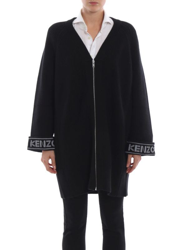cotton blend logo oversize cardigan 