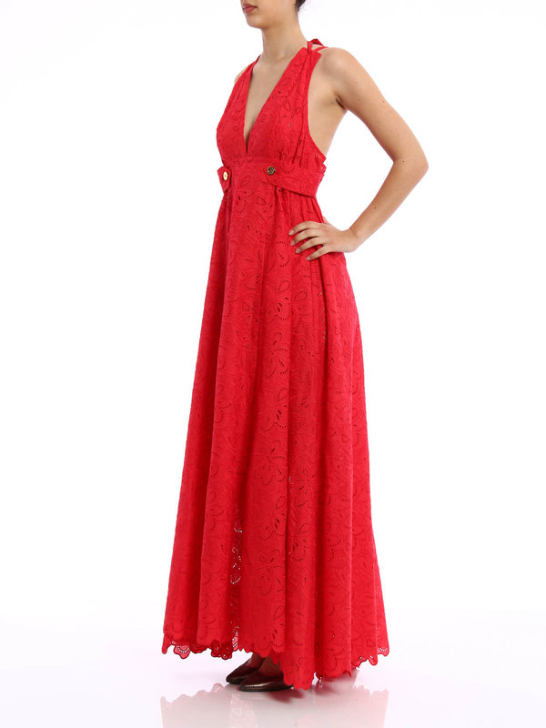 Evening dresses Mario Dice - Broderie anglaise long dress - A01RED