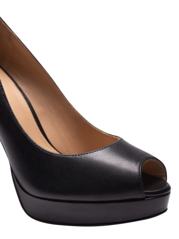 Court shoes Michael Kors - Erika black leather peep toe platform pumps -