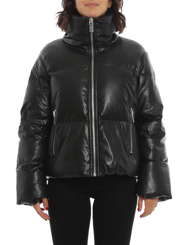 michael michael kors quilted faux leather puffer jacket