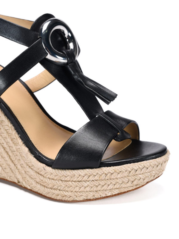 deanna leather and jute wedge