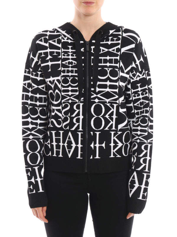 Jacquard logo viscose yarn hoodie 