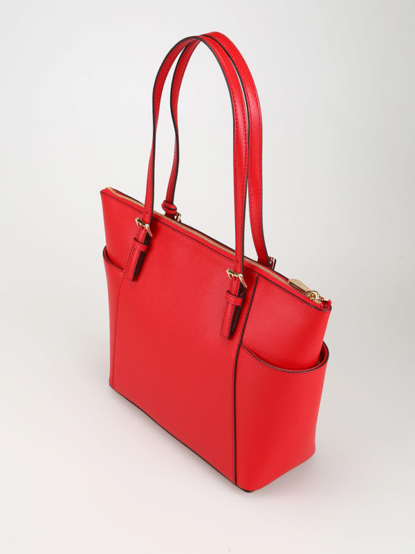 michael kors red leather tote