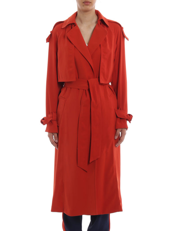 Trench coats Michael Kors - Tech fabric orange long wrap trench coat -  MH82HU86BZ887